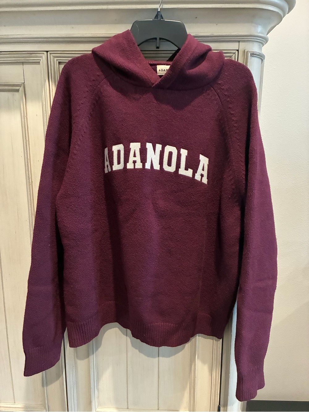 Adanola Women's Hooded Pullover Sweater - Plum with White Logo